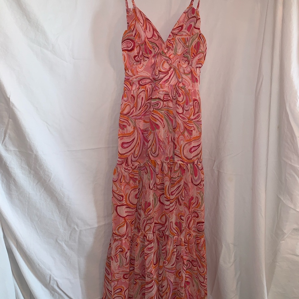 Jessica Simpson Vibrant Pink and Orange Maxi Dress